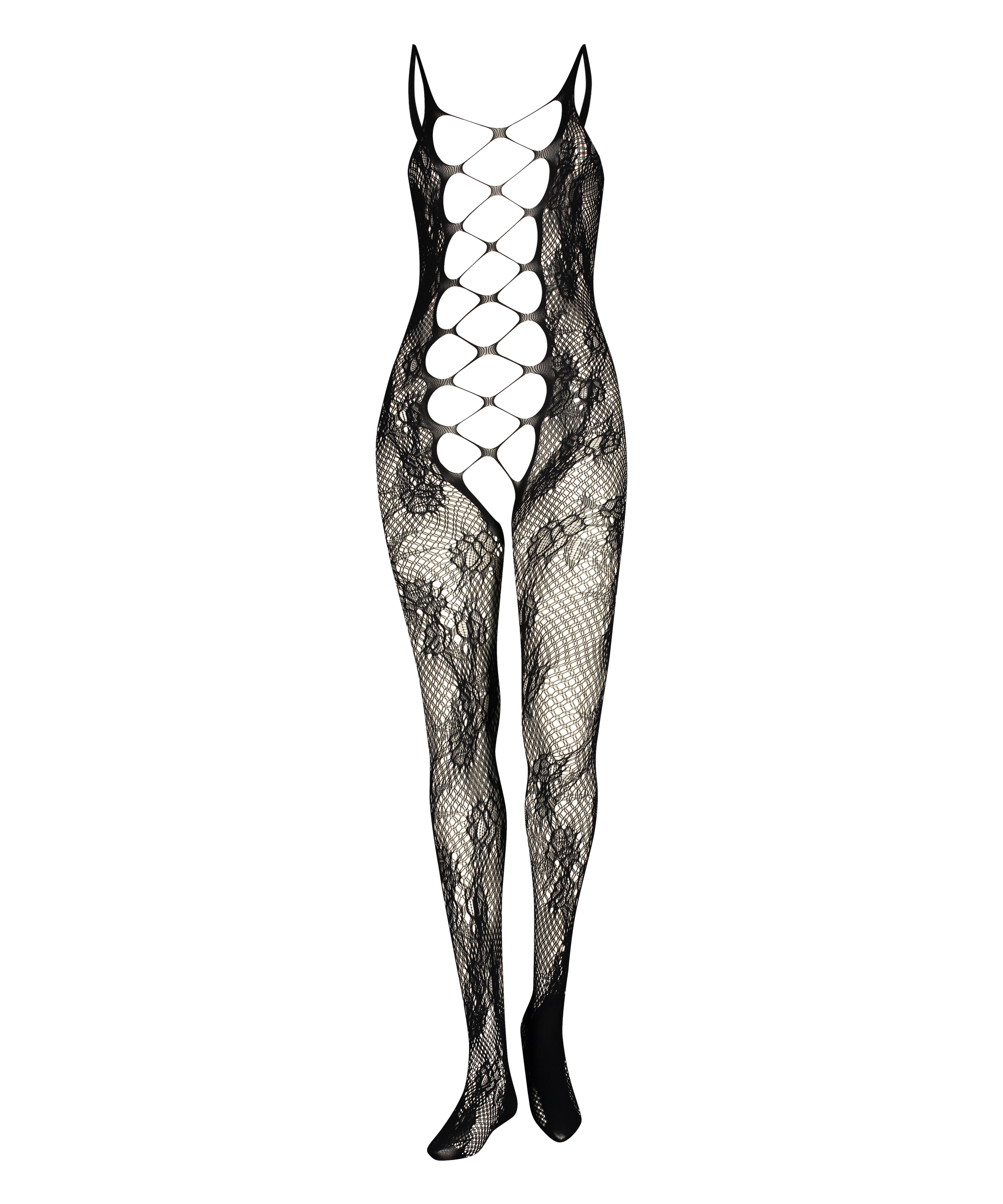 Private open lace Catsuit, Zwart, main