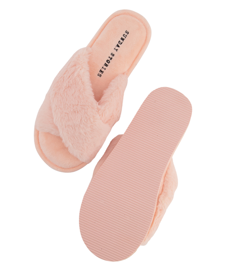 Pantoufles Fake Fur, Rose