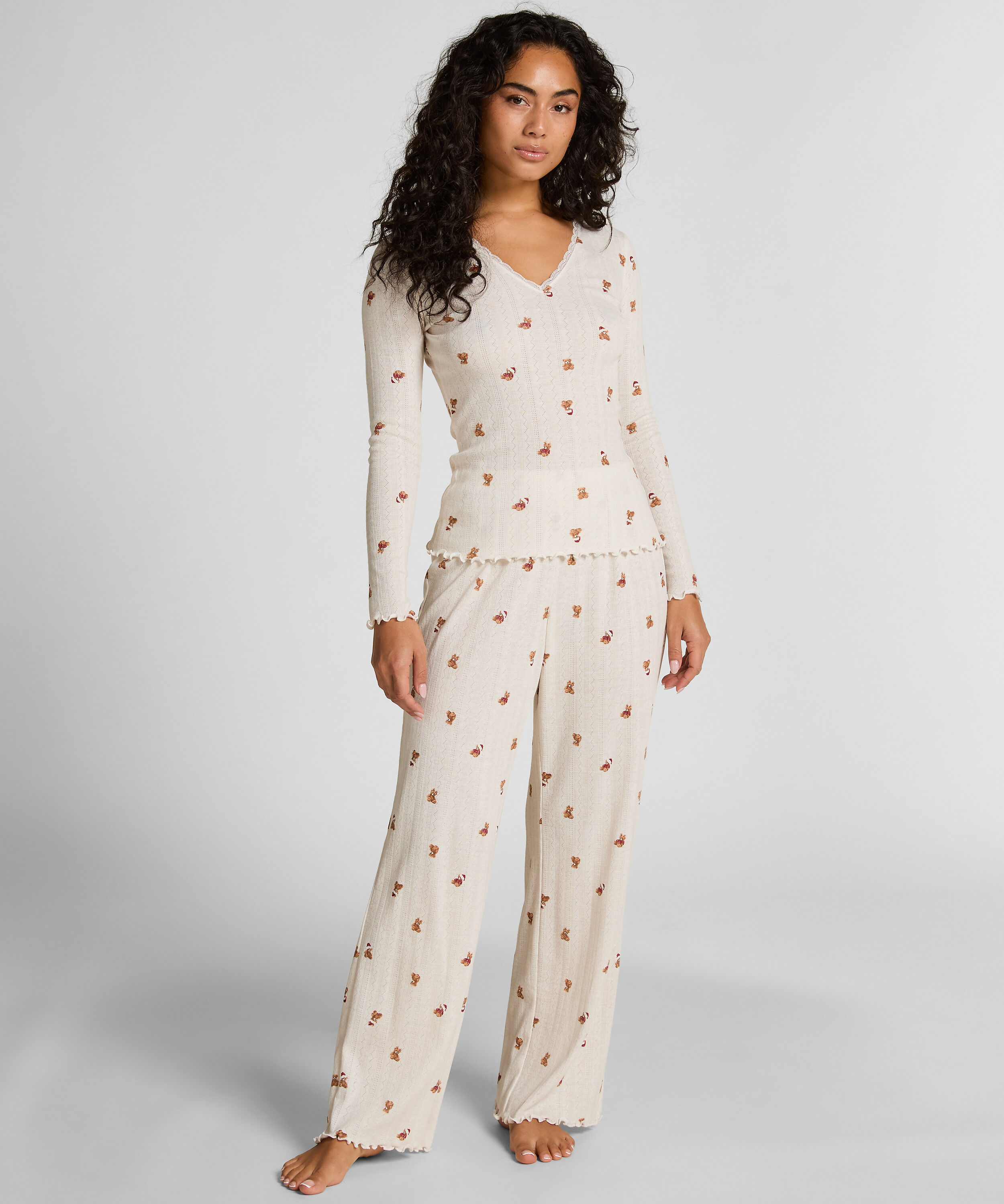 Pyjamatop Pointelle, Wit