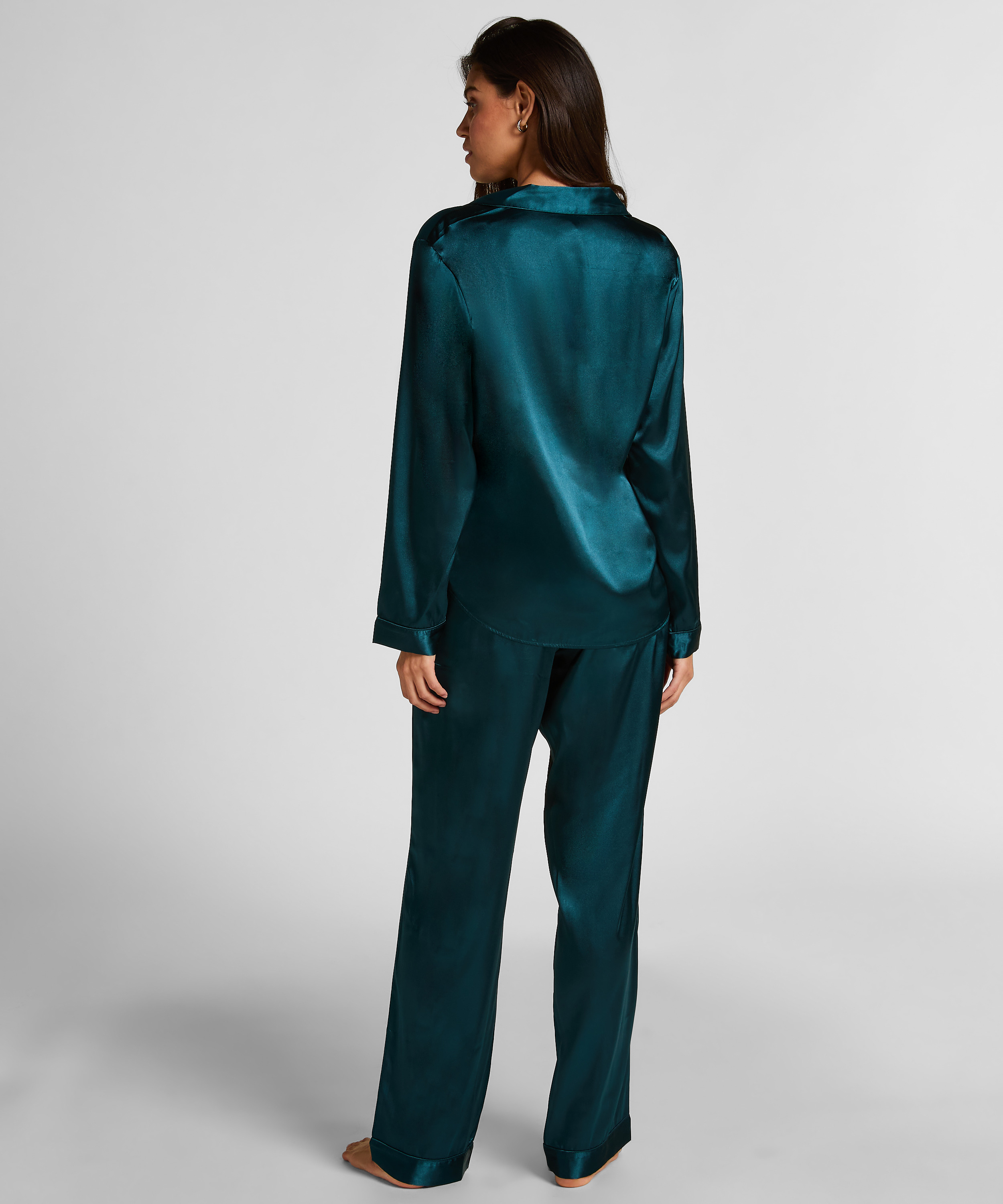 Ensemble de pyjama en satin Shiny, Bleu, main