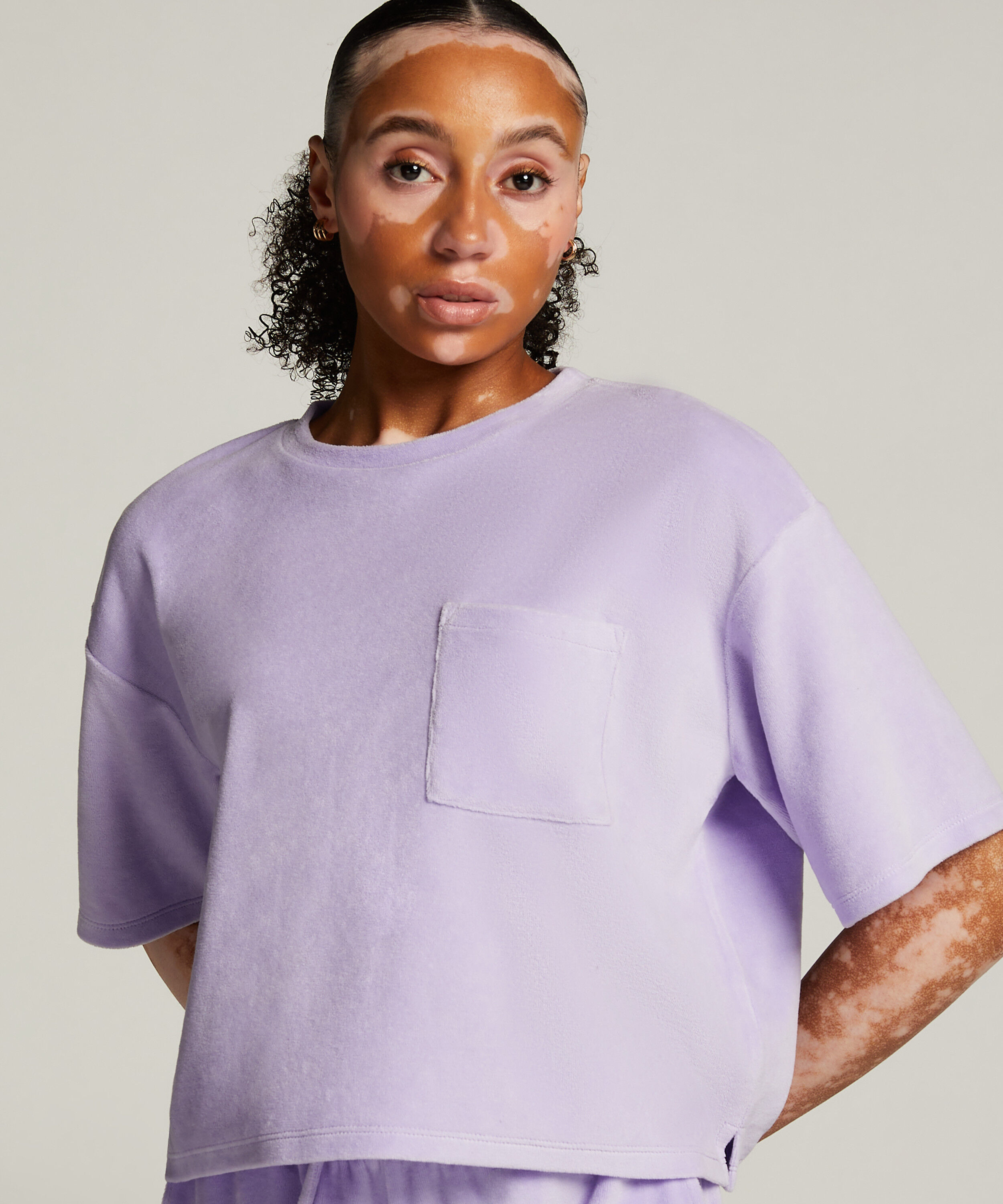 Top velours manches courtes, Pourpre