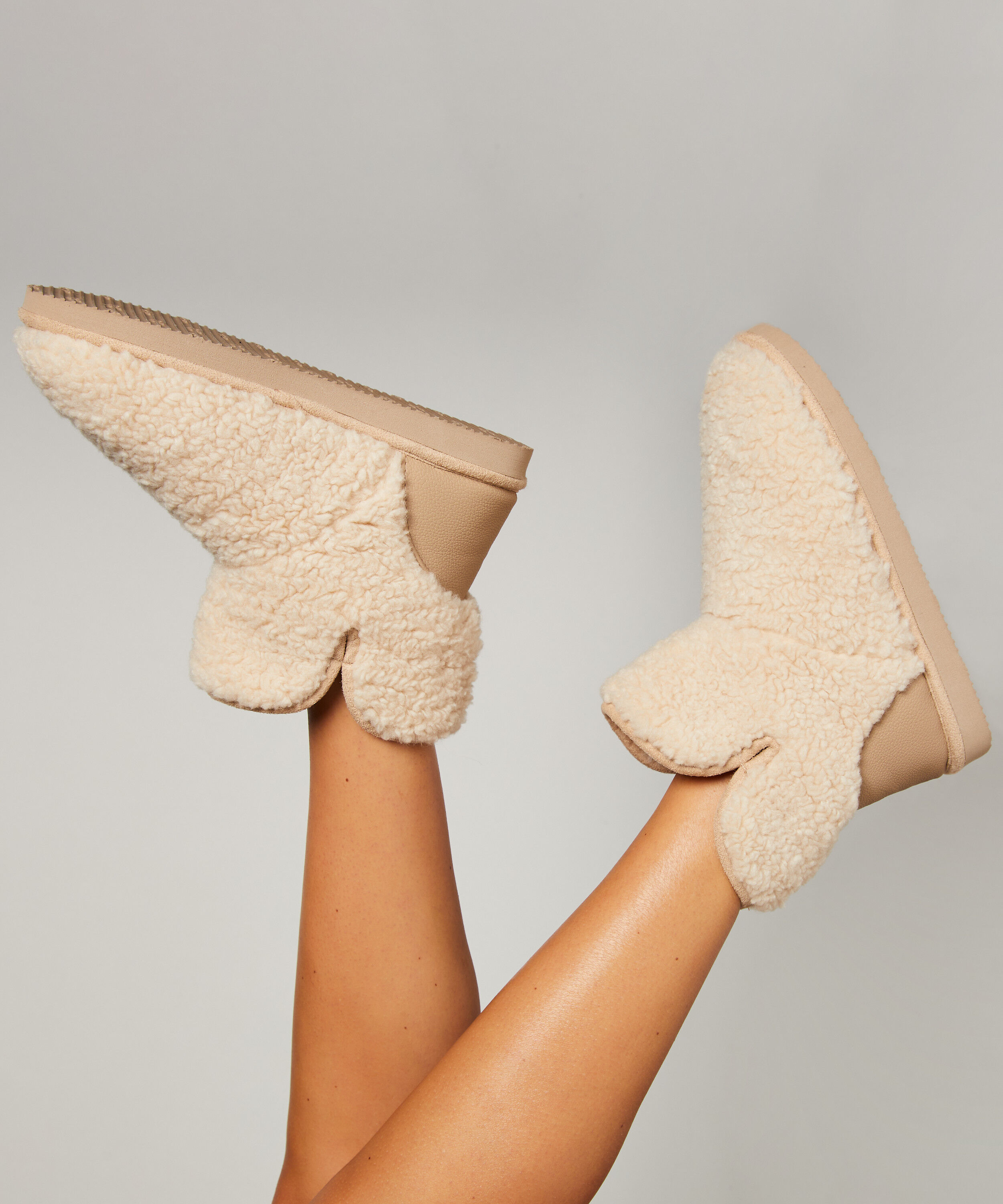 Pantoufles Teddy, Blanc