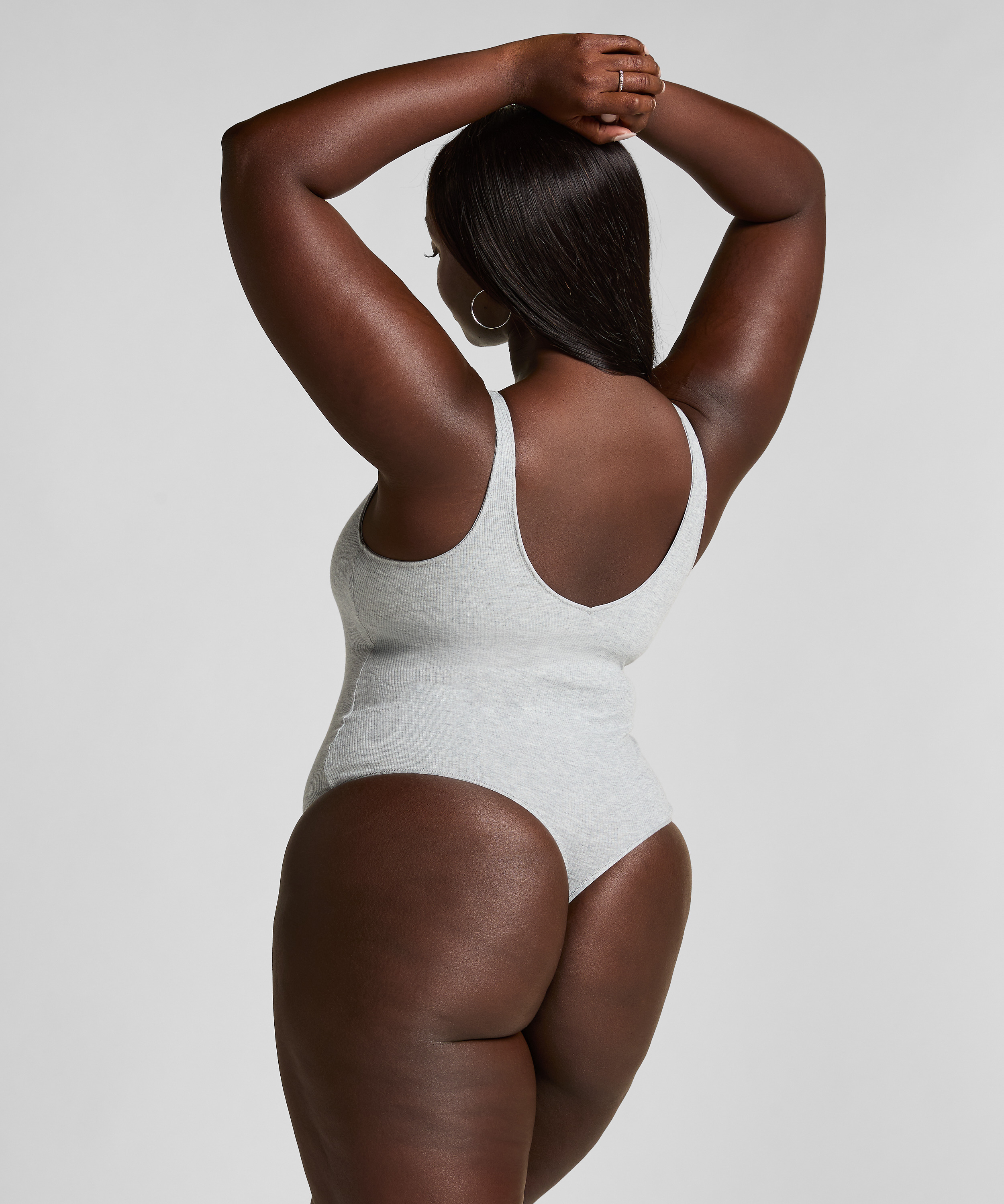 Katoenen rib body, Grijs, main