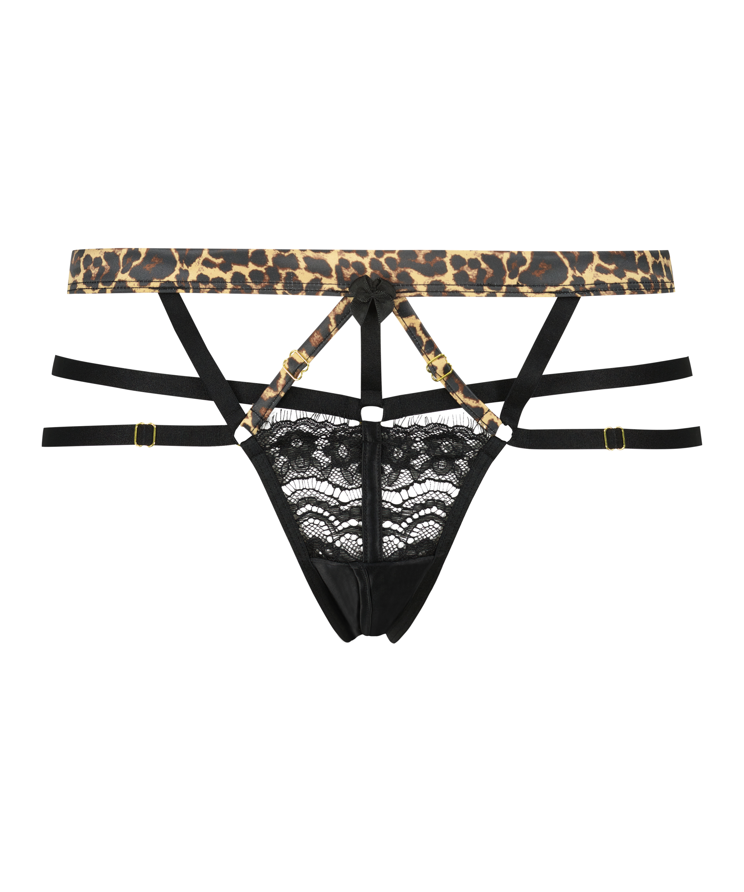 Slip brésilien ouvert taille haute Mitzy, Noir, main