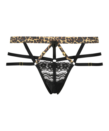 Slip brésilien ouvert taille haute Mitzy, Noir