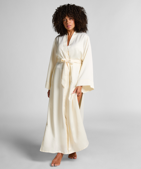 Lange kimono Floral, Wit