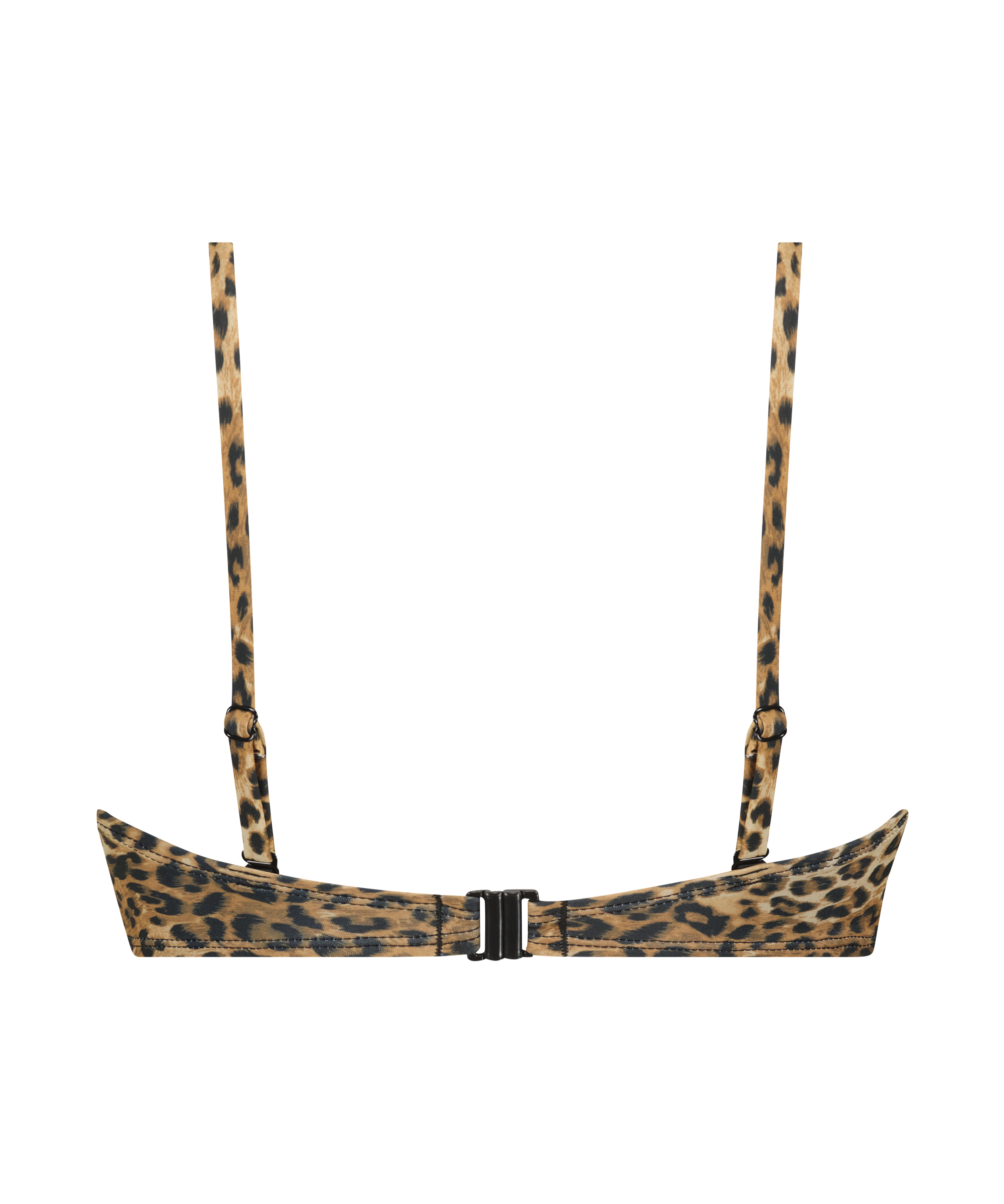 Haut de bikini push-up rembourré sans bretelles Leopard, Brun, main