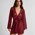 Kimono en dentelle int&eacute;grale, Rouge