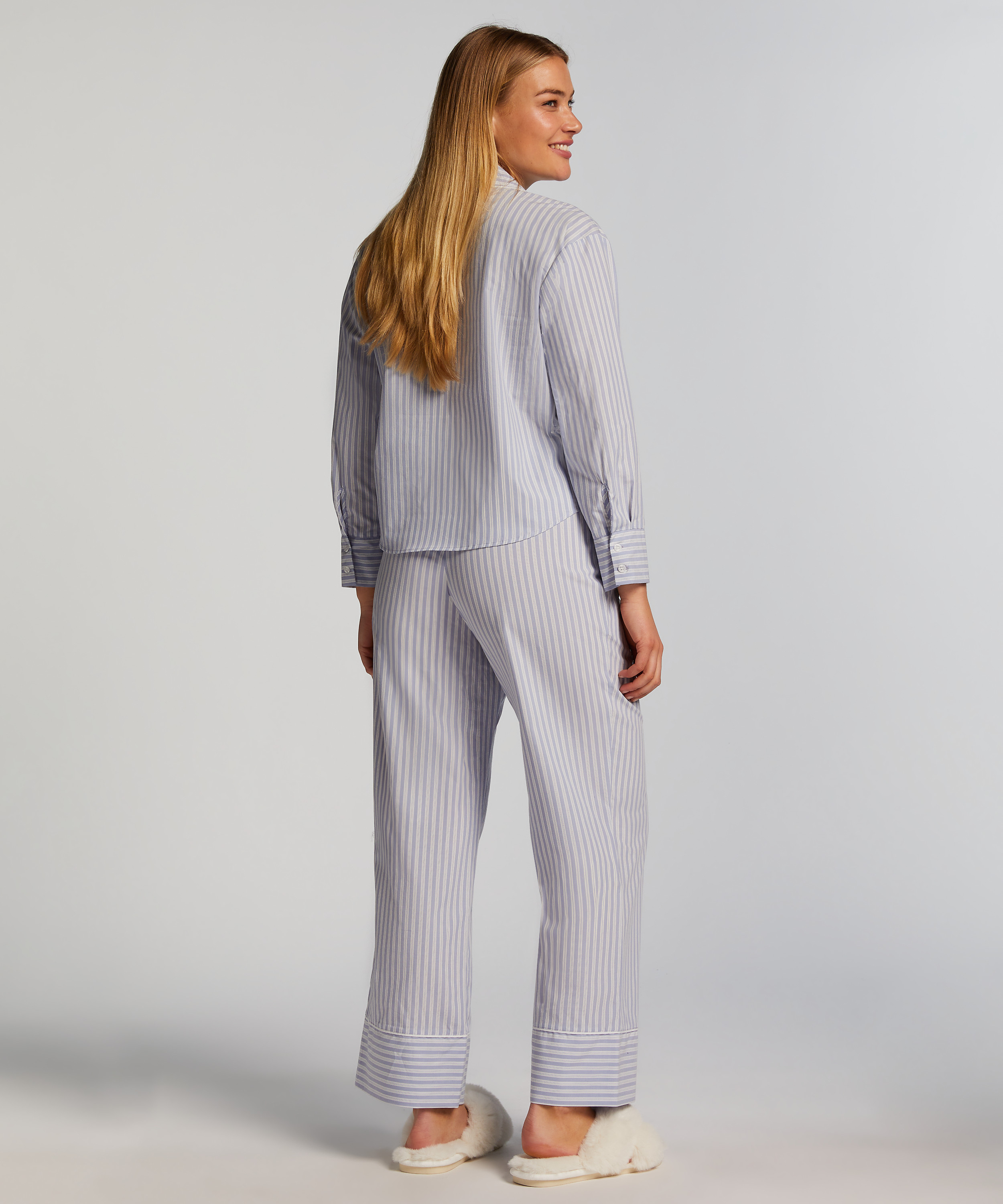 Pantalon de pyjama en Coton, Bleu, main