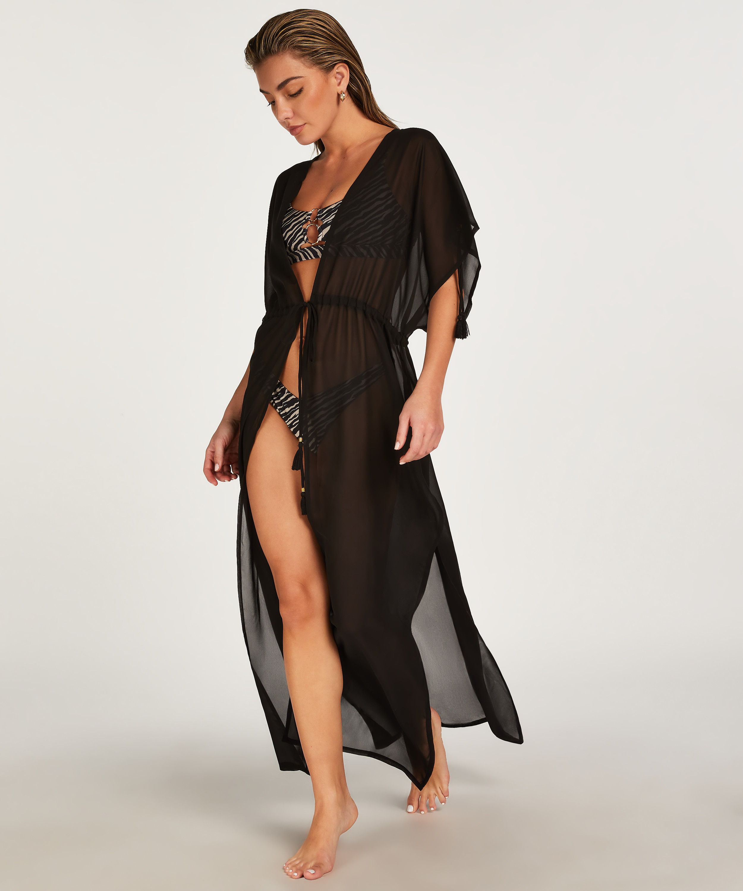 Kimono Sheer, Zwart, main