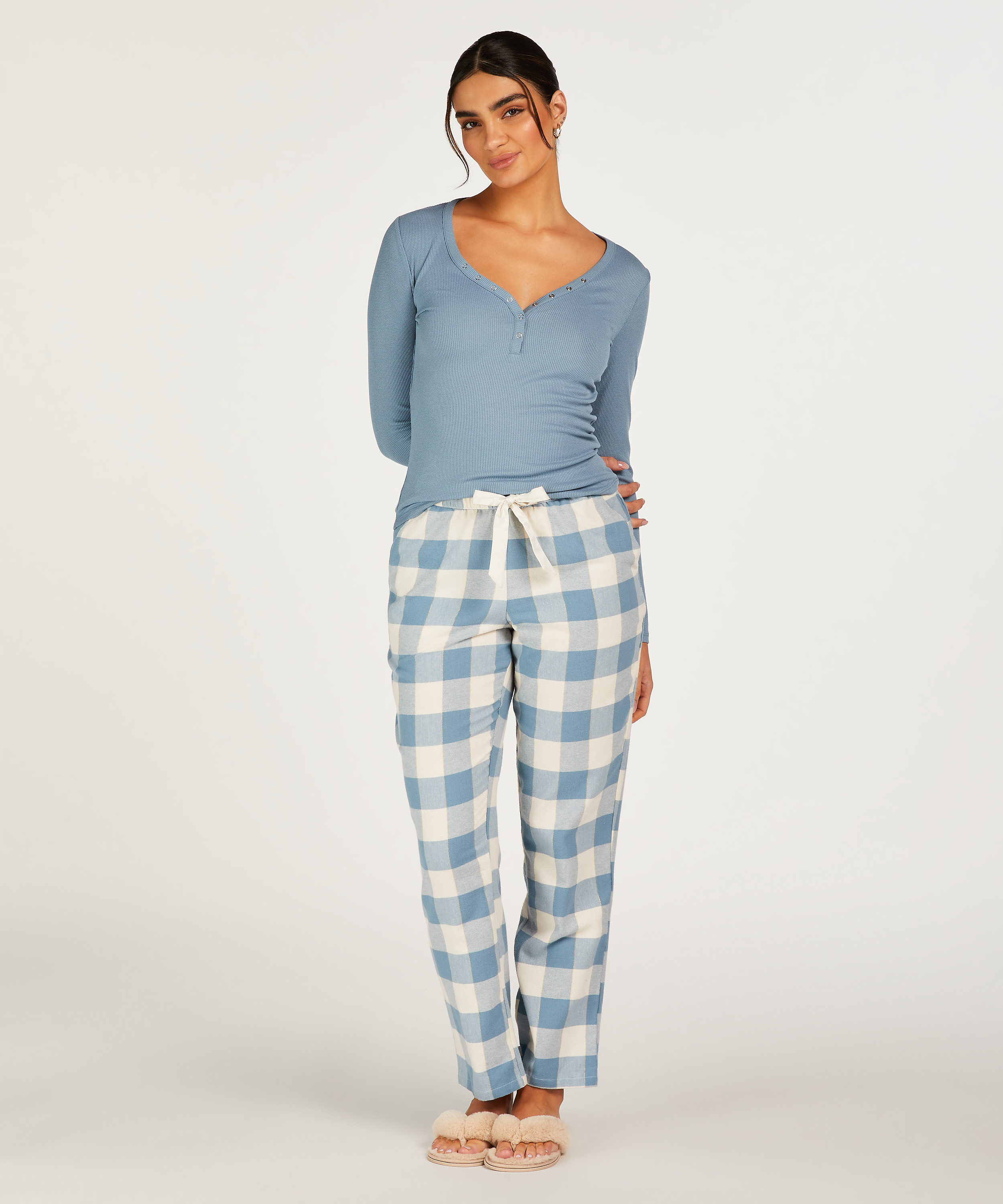 Pyjamatop lange mouwen, Blauw, main