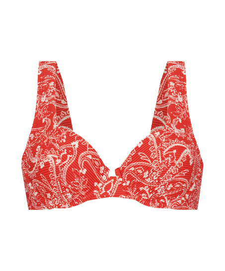 Haut de bikini &agrave; armatures non pr&eacute;form&eacute; Paisley, Rouge