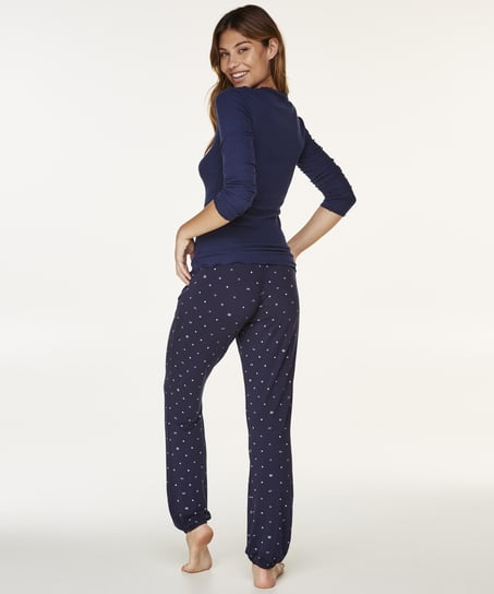 Top LS Rib R-neck, Bleu