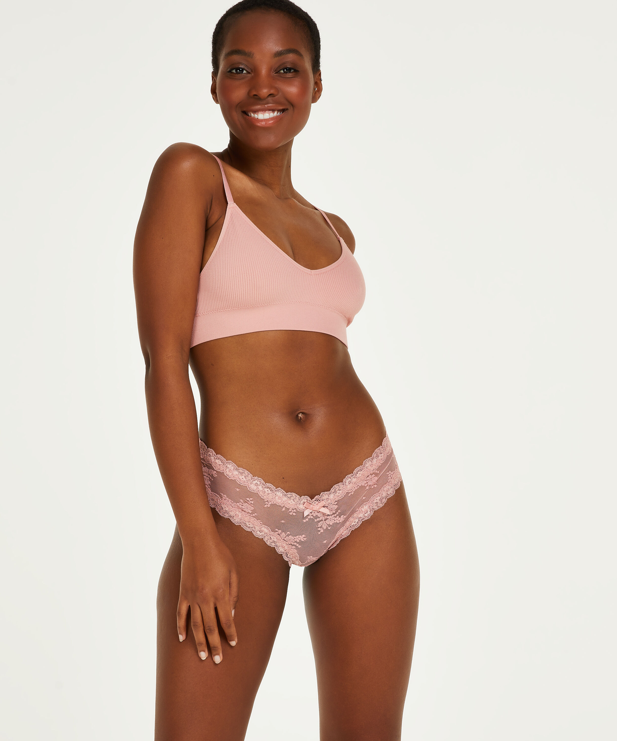 Slip brésilien V-shape mesh, Rose