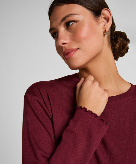 Pyjama Top Loose Pointelle, Rouge