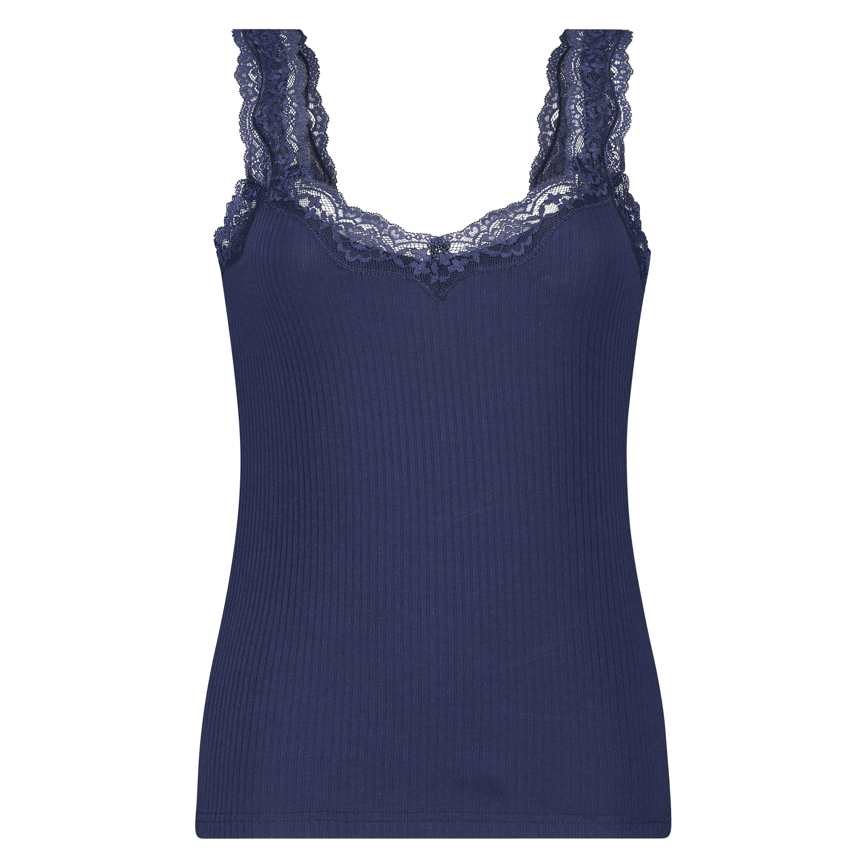 Top Rib Cami lace, Blauw, main