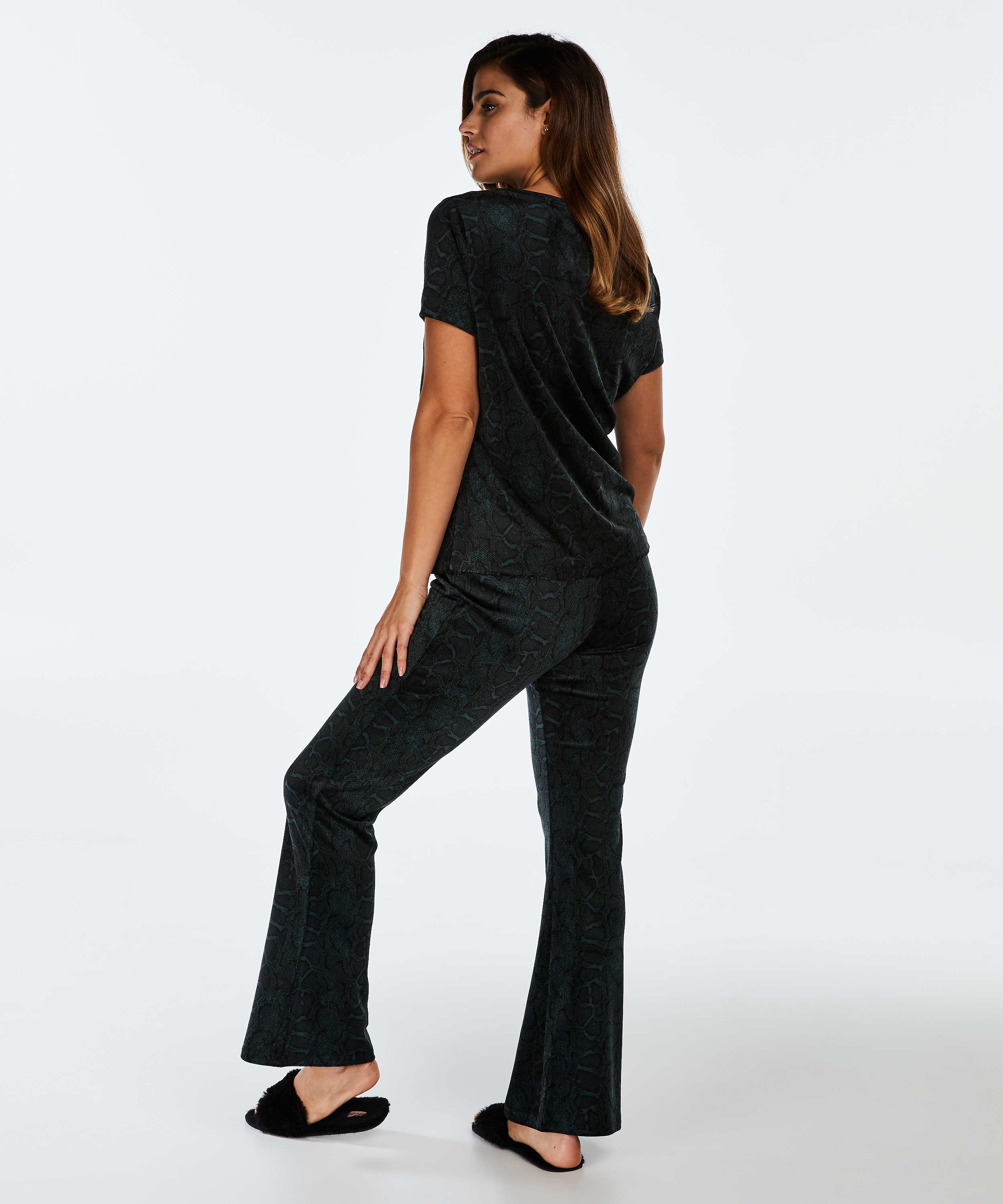 Flared Velours Legging, Groen, main