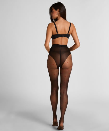 Panty 15 Denier print, Zwart