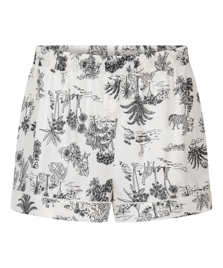 Geweven short, Wit