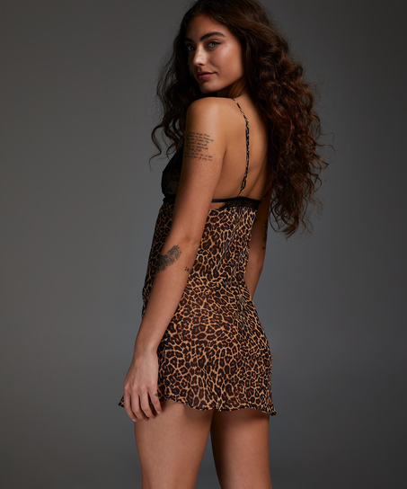 Slipdress Chiffon Holly, Zwart