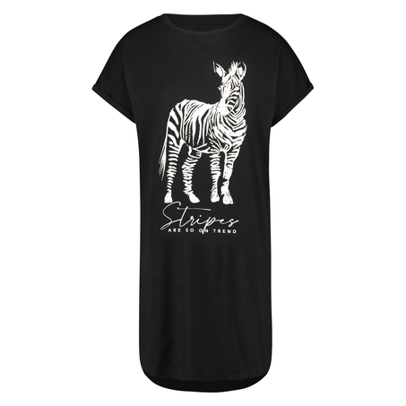 Chemise de nuit col rond, Noir