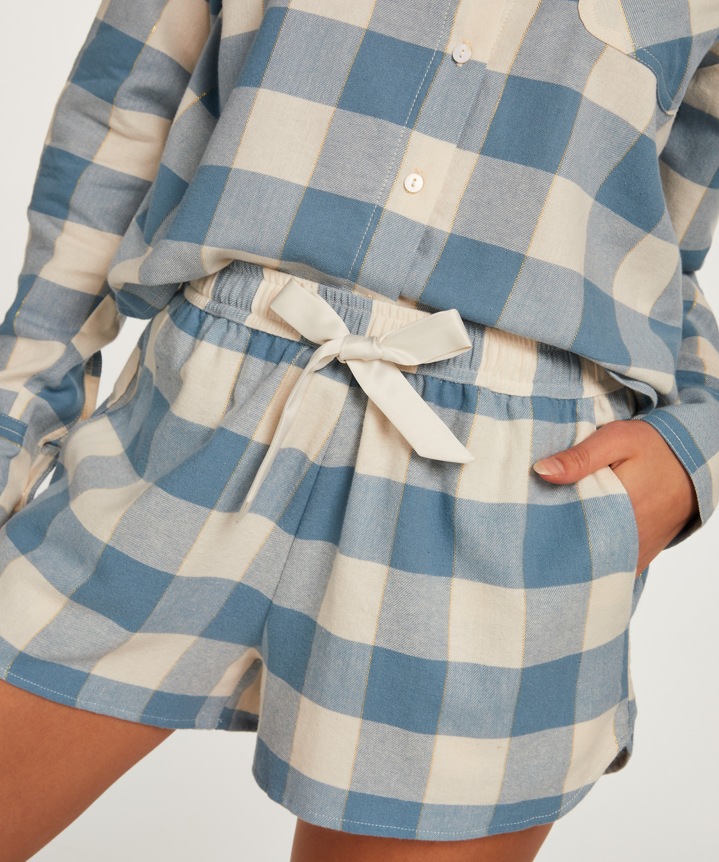 Short Twill Check, Blauw, main