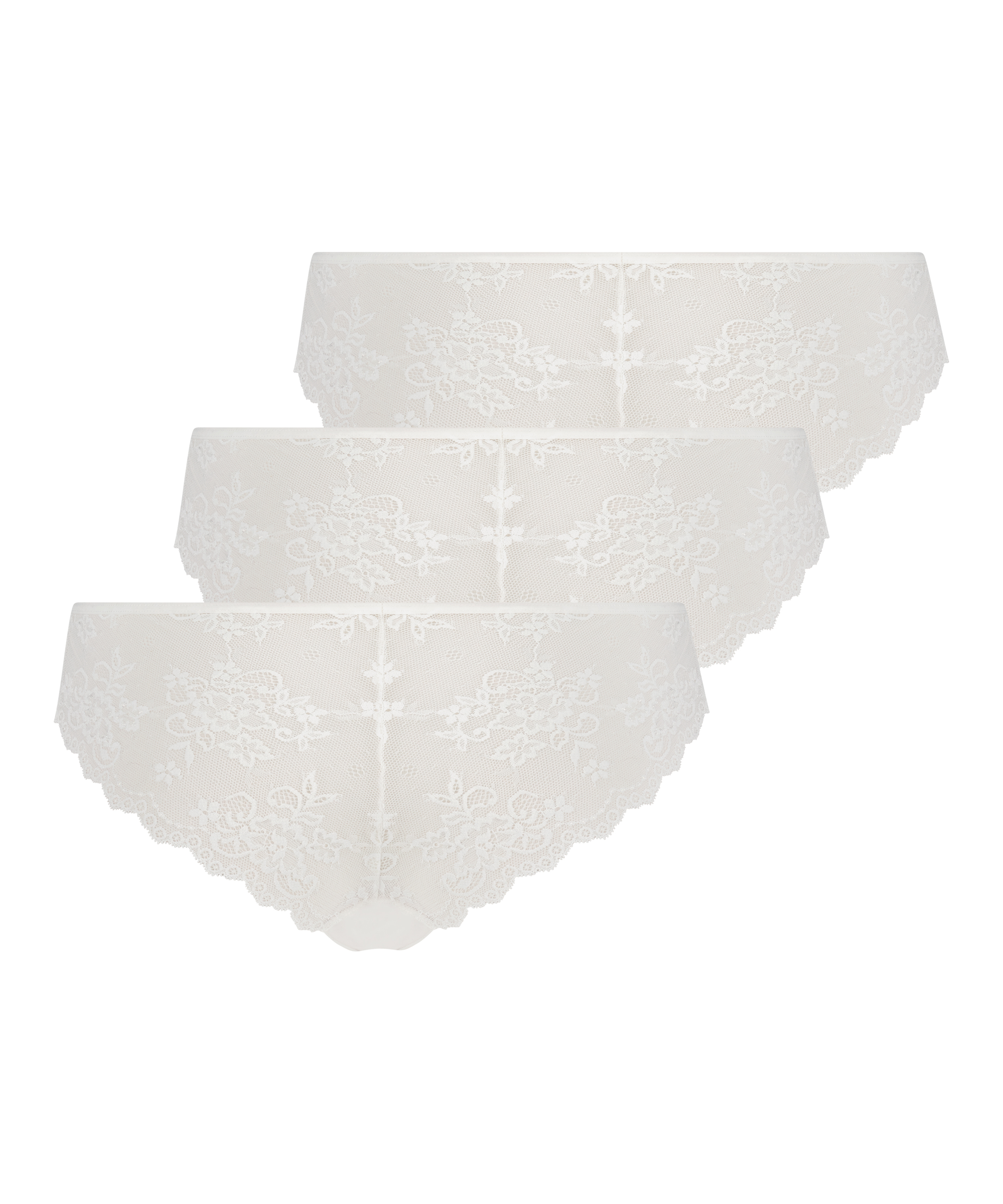 Lot de 3 Slip brésilien Invisible Lace Back, Blanc, main