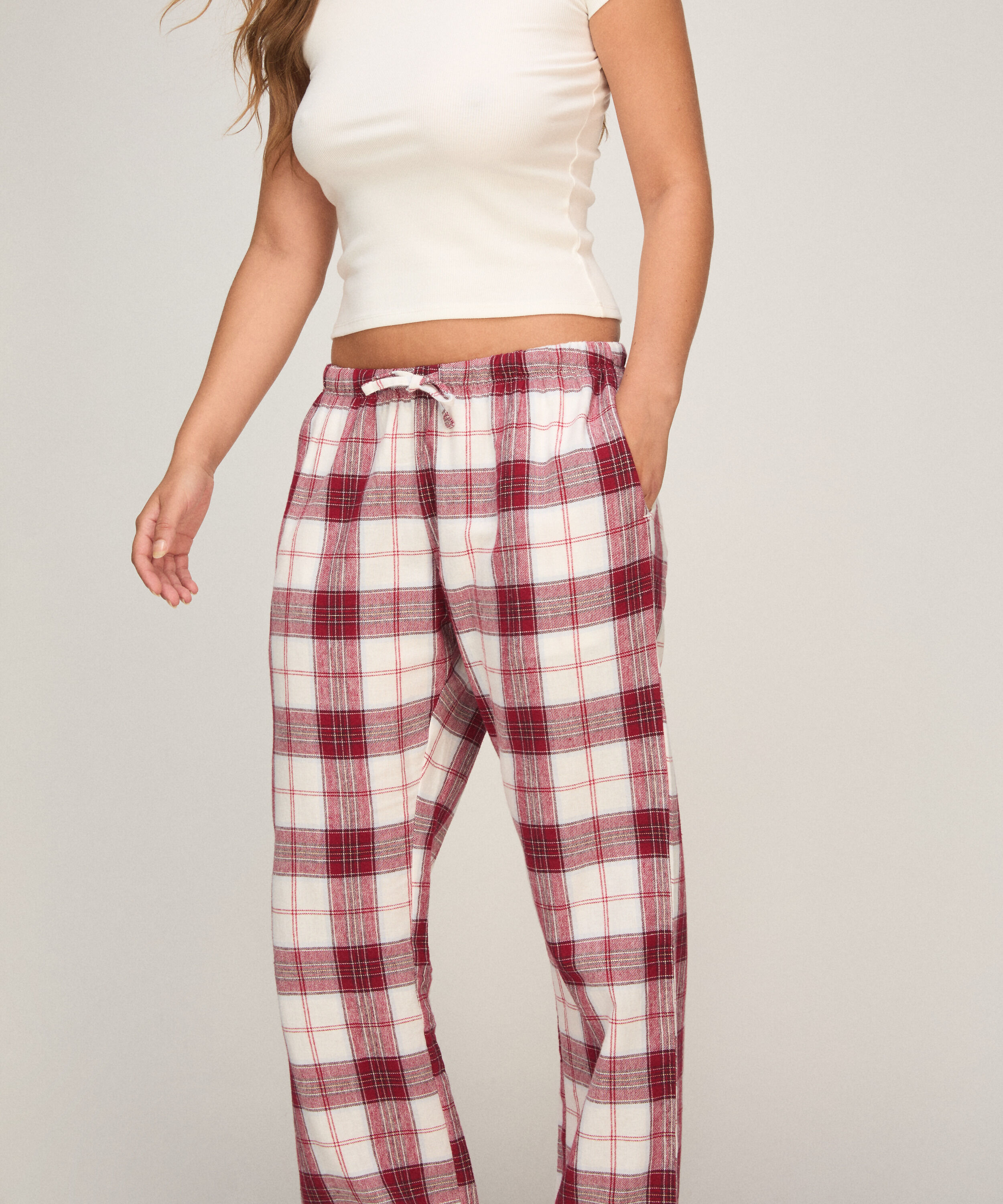 Pyjamabroek Flannel, Wit