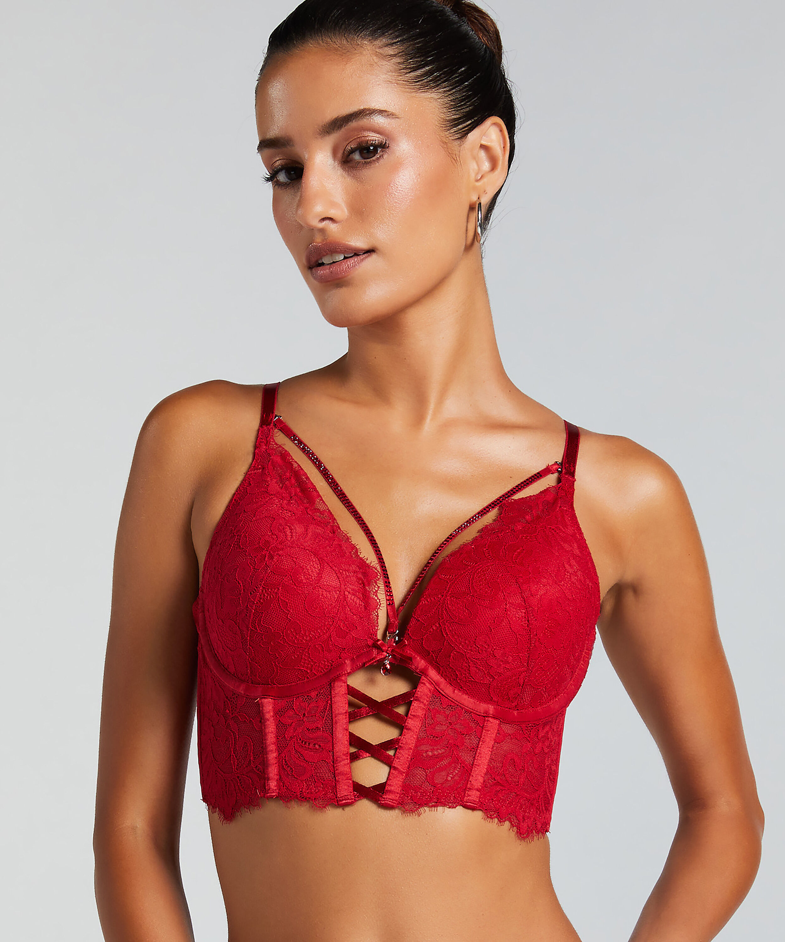 Soutien-gorge &agrave; armatures longline push-up pr&eacute;form&eacute; Charlotta, Rouge