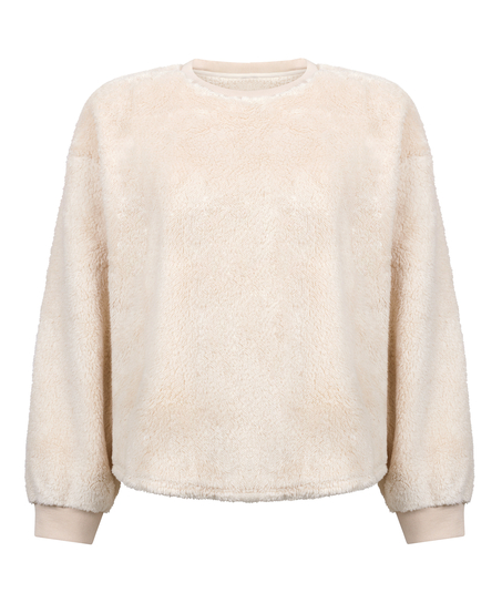 Top &agrave; manches longues Fluffy Fleece, Beige