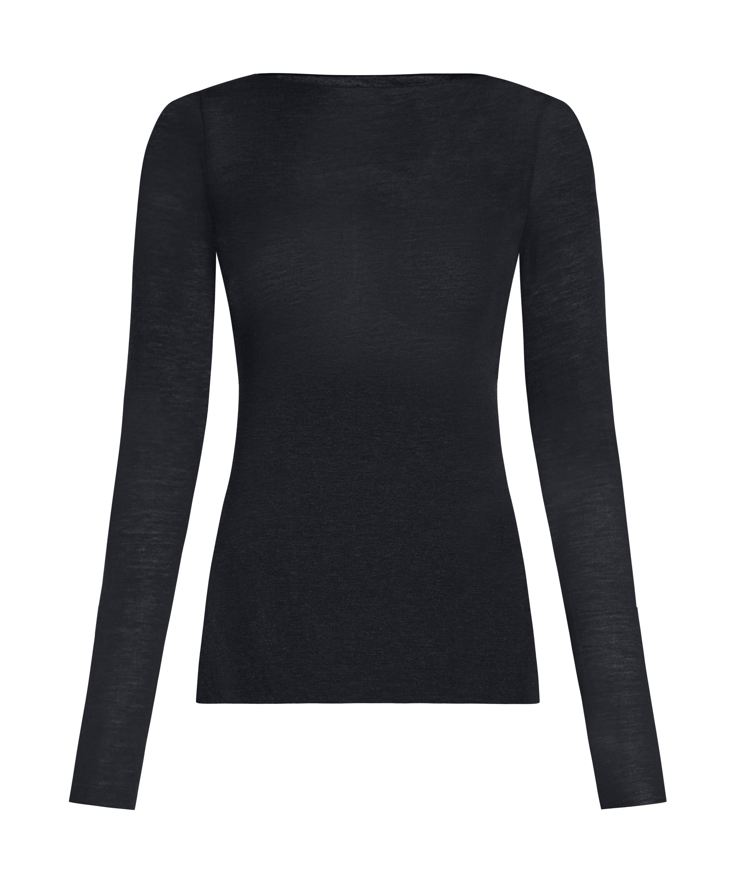 super soft Boothals shirt met Cashmere, Zwart