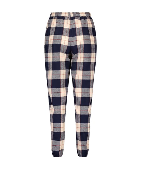 Pyjamabroek Twill Check Cuff, Blauw