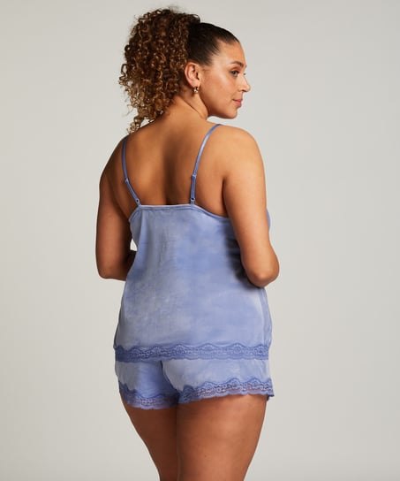Camisole velours Dentelle, Bleu