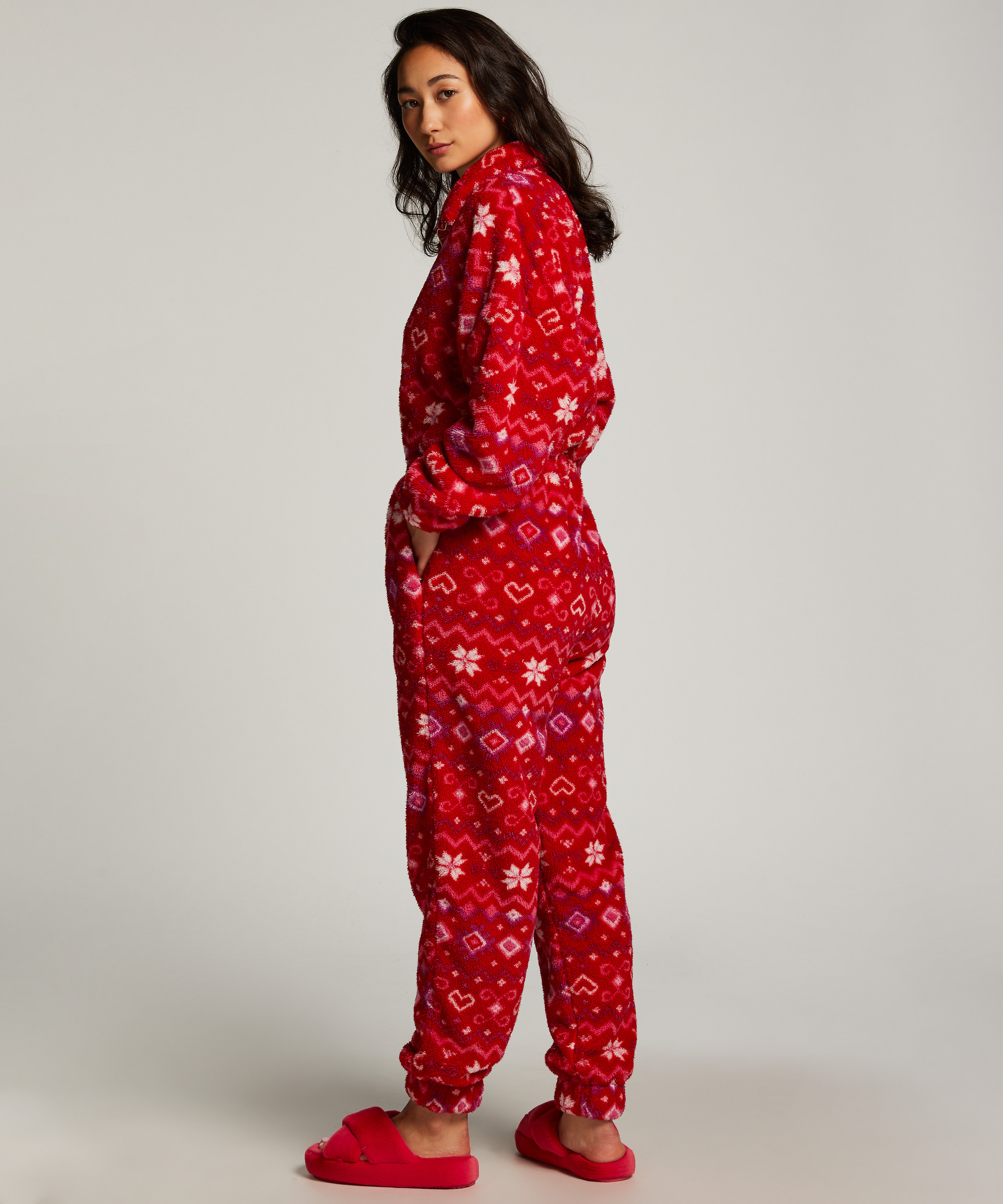 Onesie fleece, Rood, main