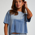 Top Velours Pocket, Blauw