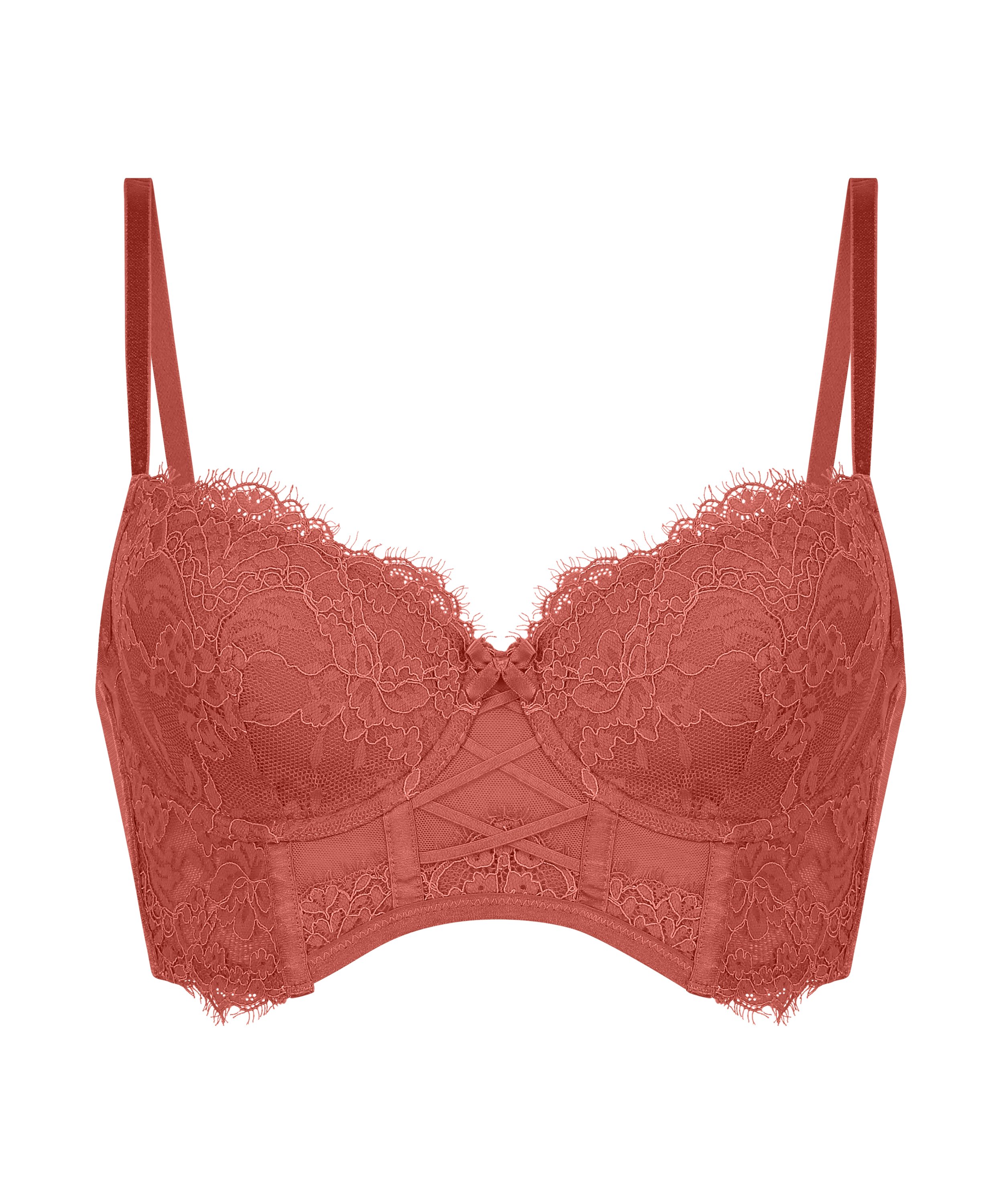 Soutien-gorge &agrave; armatures pr&eacute;form&eacute; longline Arabella, Rouge, main