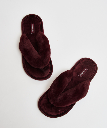 Slippers Velours fur, Rood