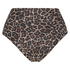 Bas de bikini coquin taille haute Leopard, Beige