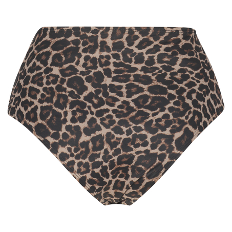 Bas de bikini coquin taille haute Leopard, Beige