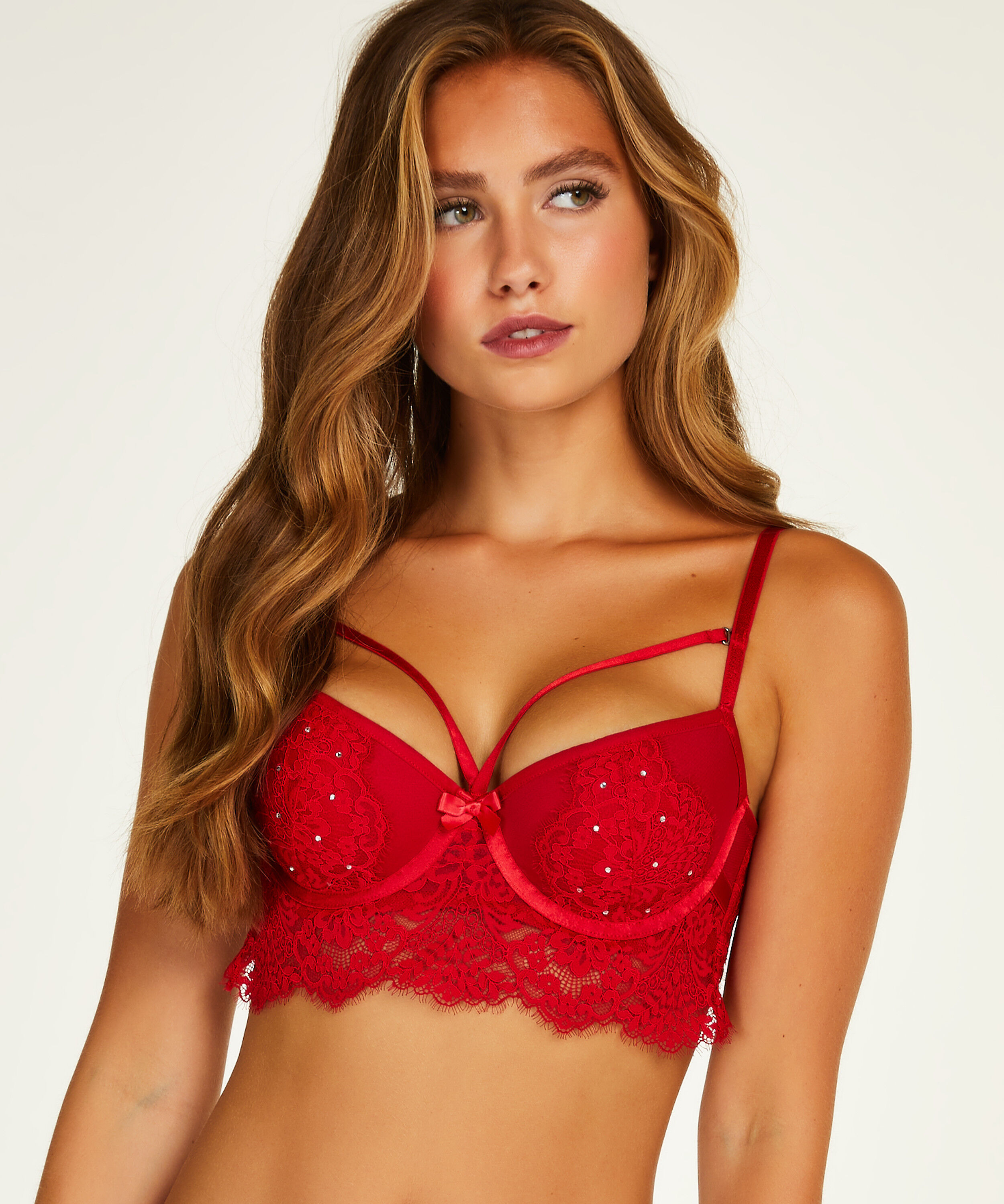 Voorgevormde longline beugel bh Pauline, Rood