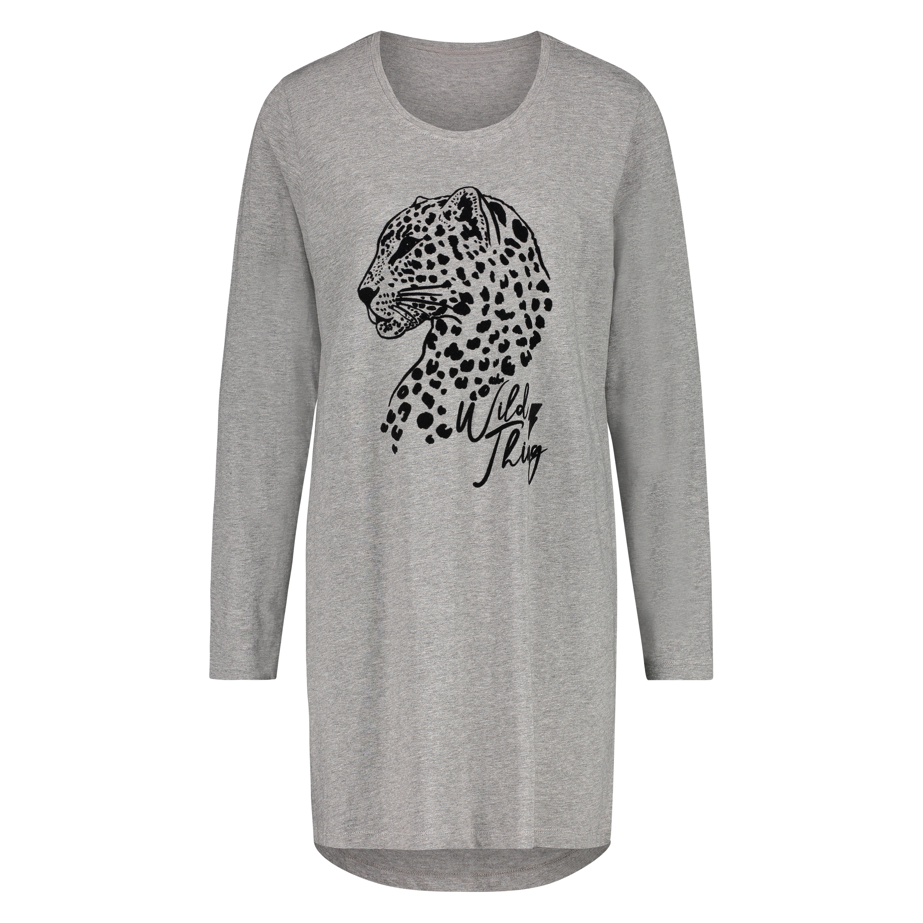 Nachthemd ronde hals, Grijs, main