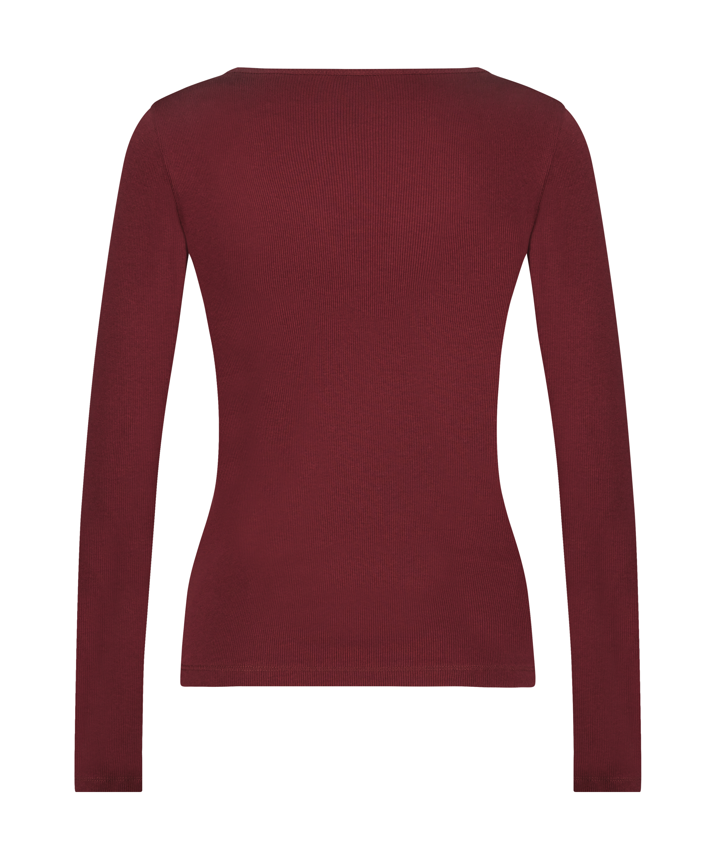 Top &agrave; encolure en V &agrave; manches longues, Pourpre, main