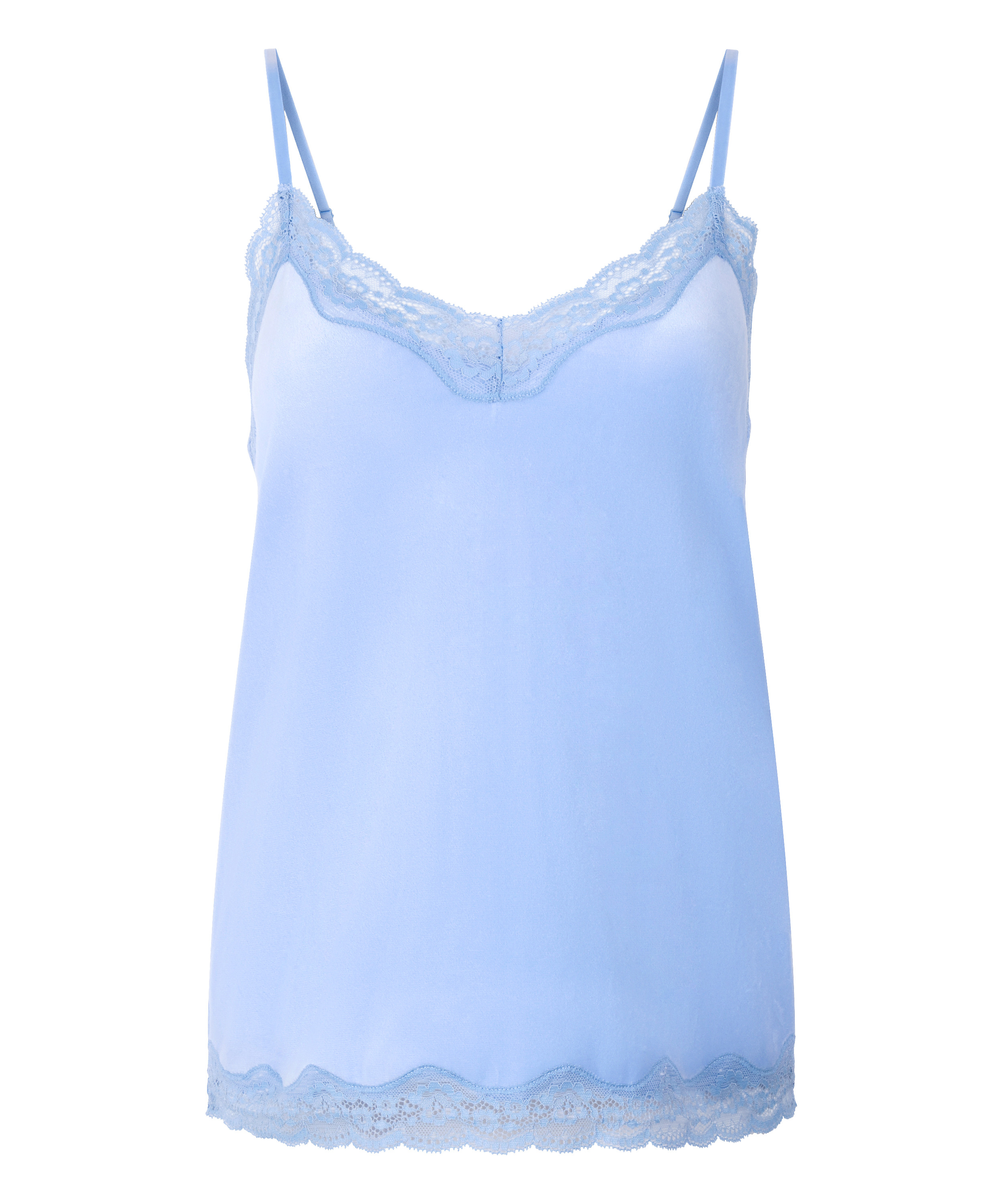 Cami top Velours Lace, Blauw, main