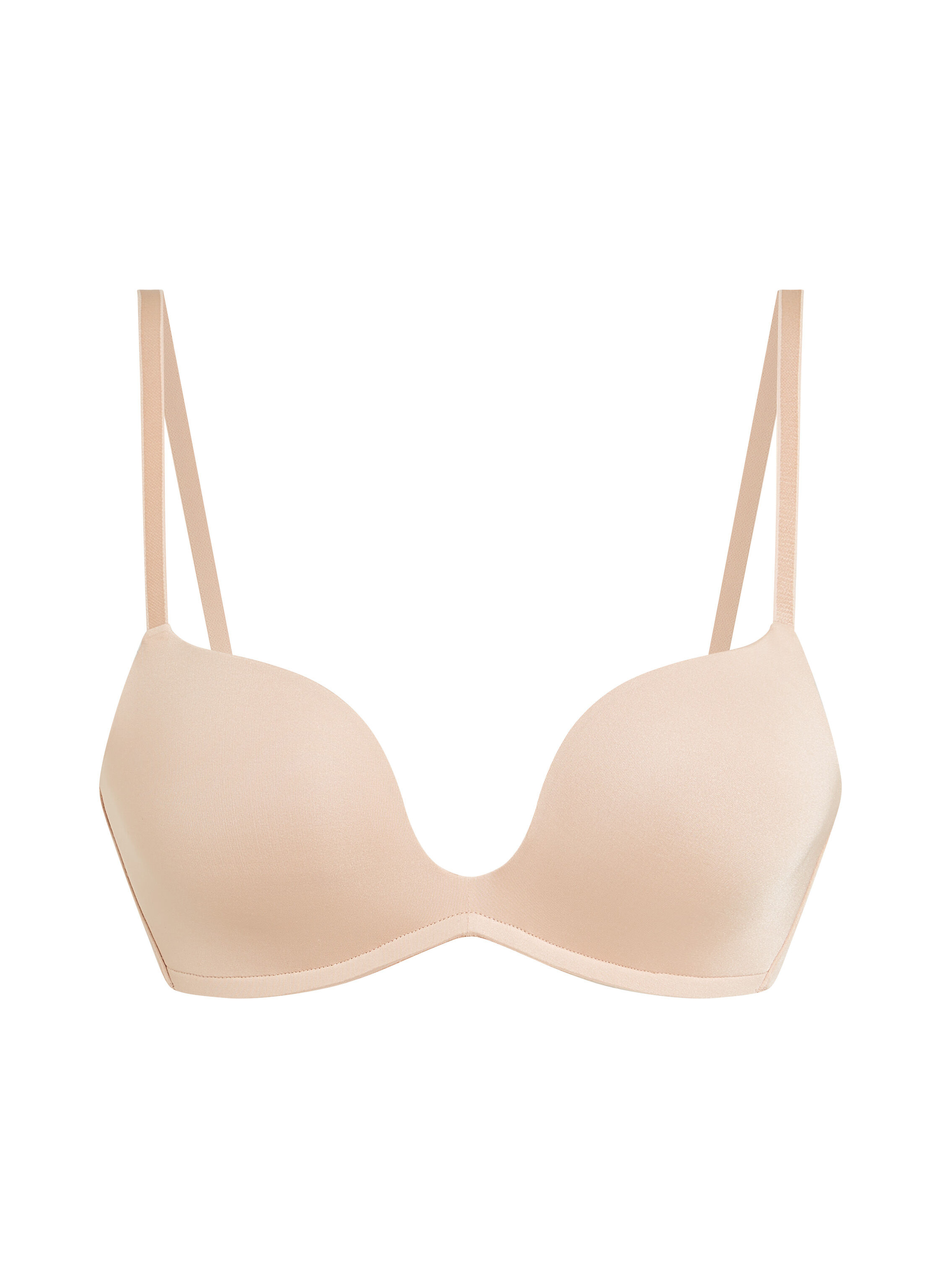 Voorgevormde push-up beugel bh Deep-V, Beige