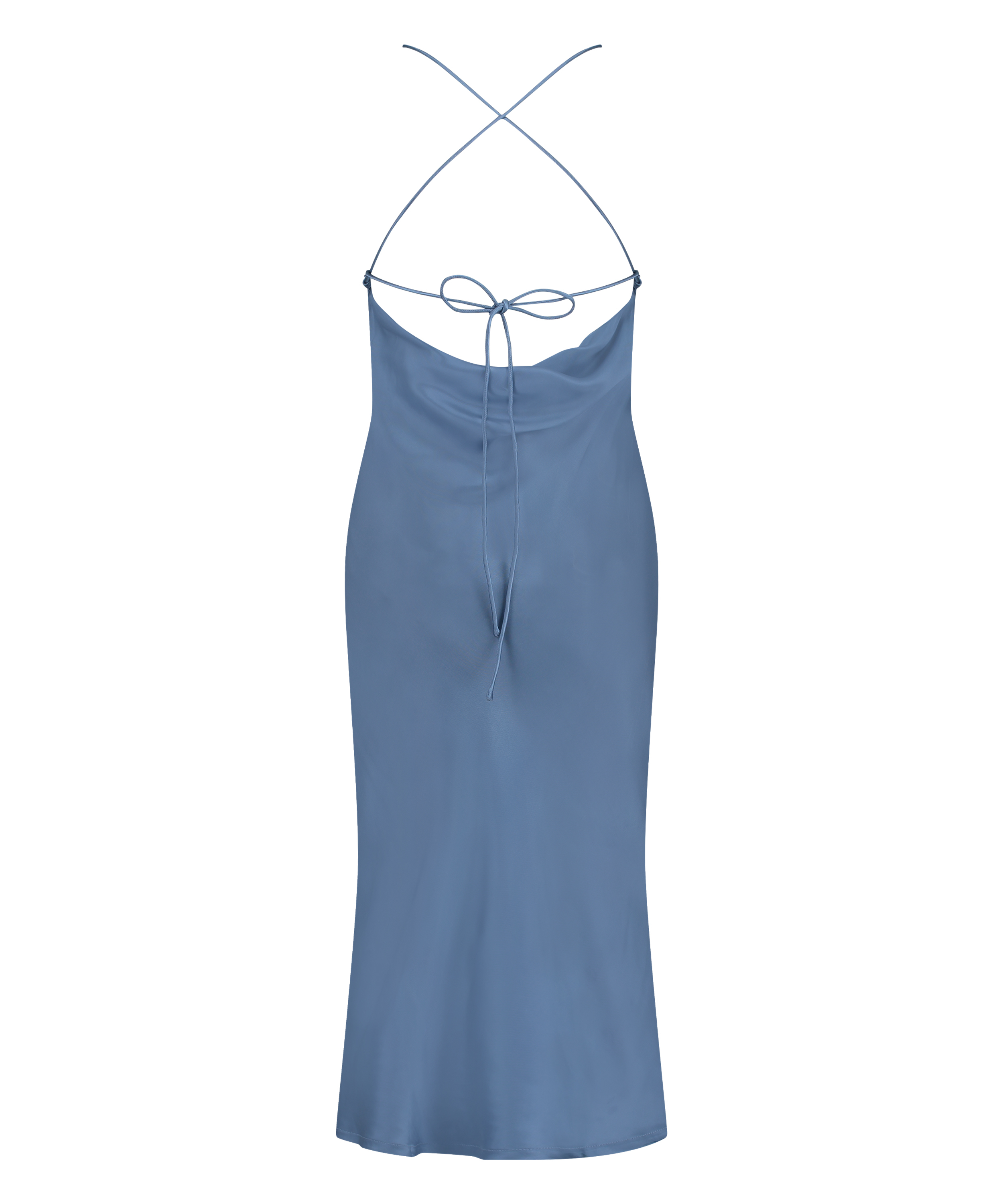 Jurk midi Satijn, Blauw, main