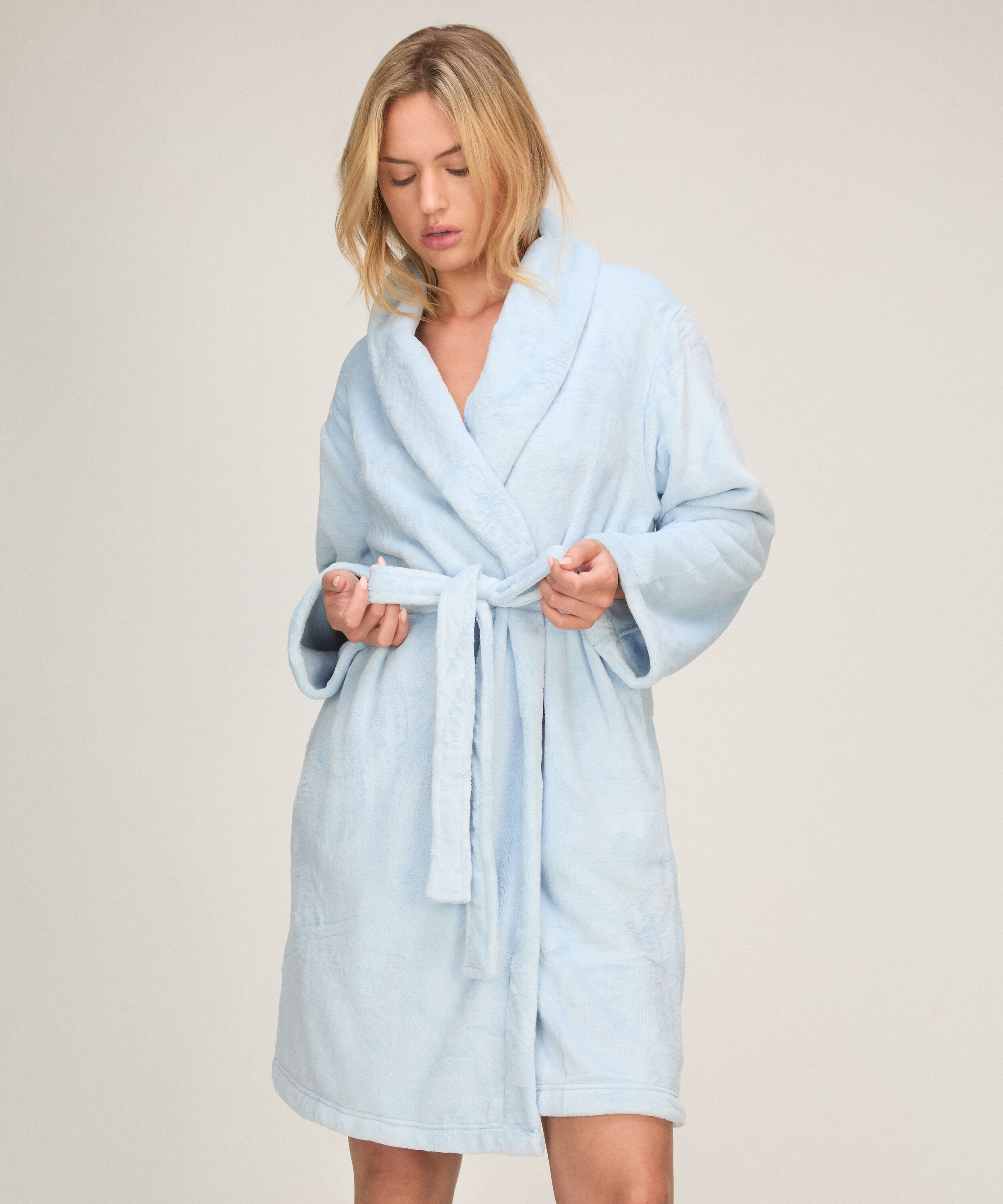 Badjas van zachte fleece, Blauw