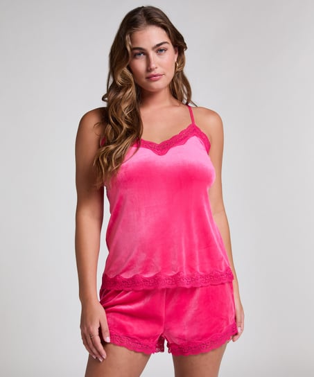 Cami top Velours Lace, Roze