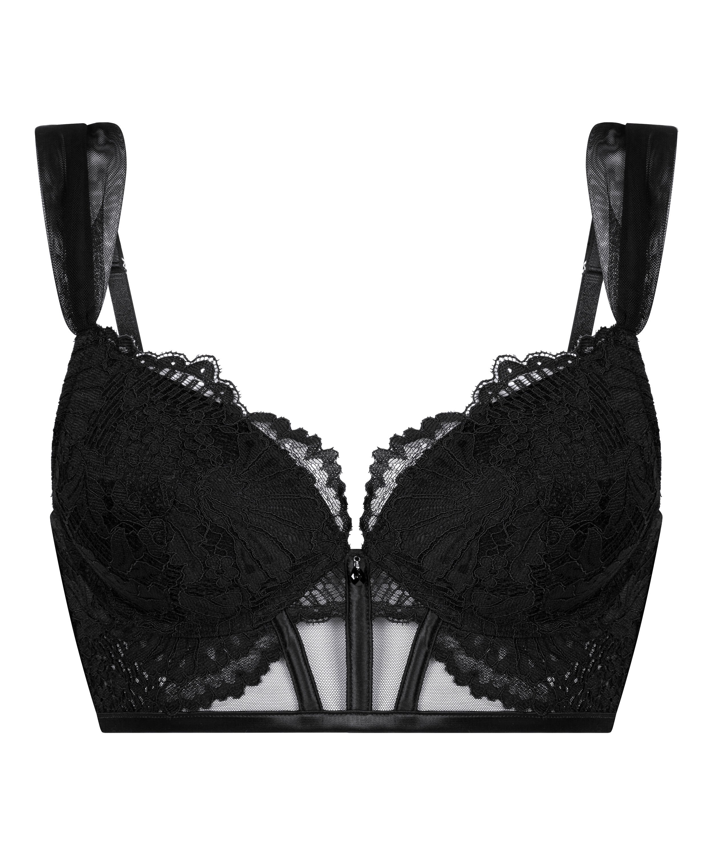 Voorgevormde longline push-up beugel bh Whitney, Zwart