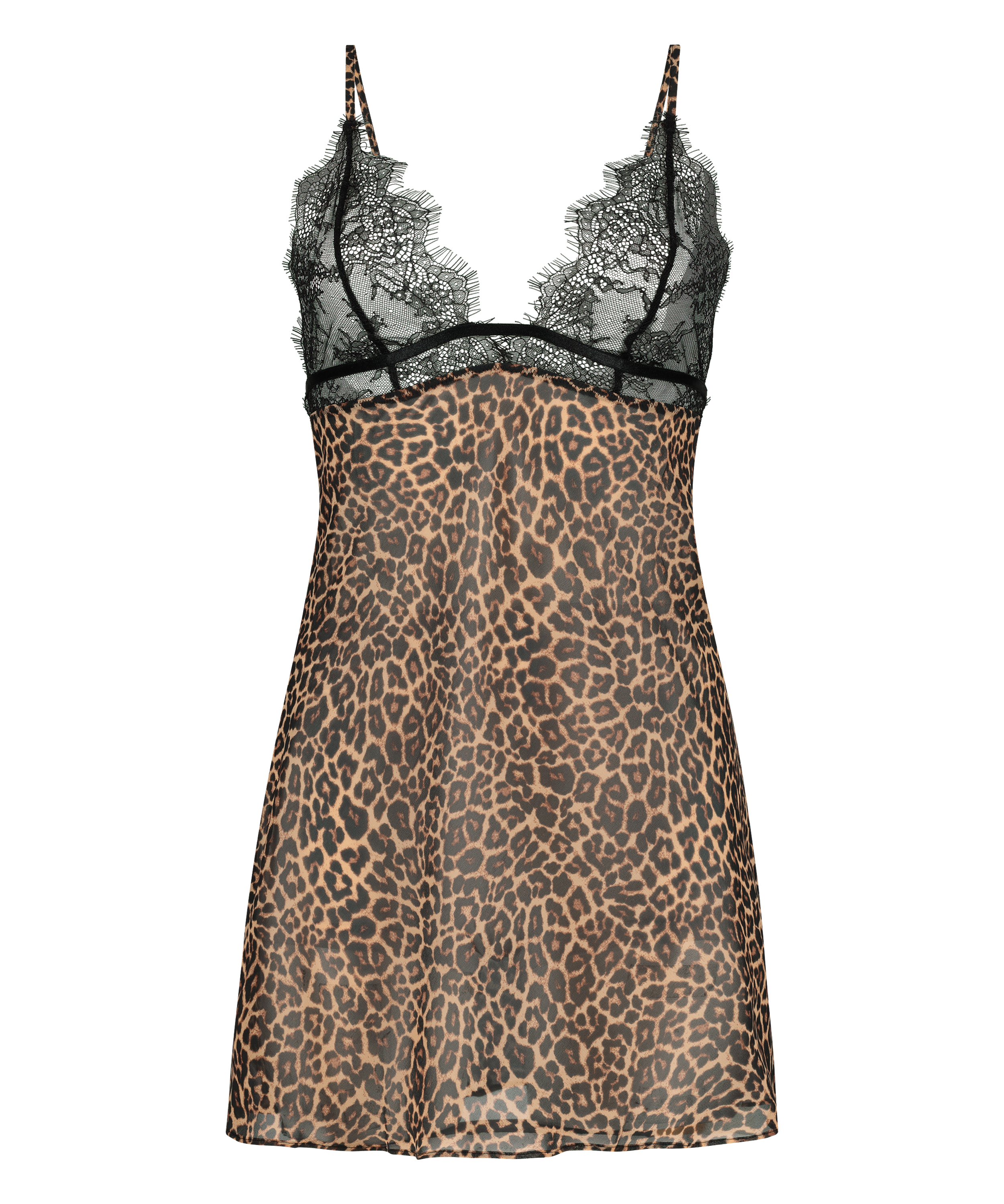 Slipdress Chiffon Holly, Zwart, main