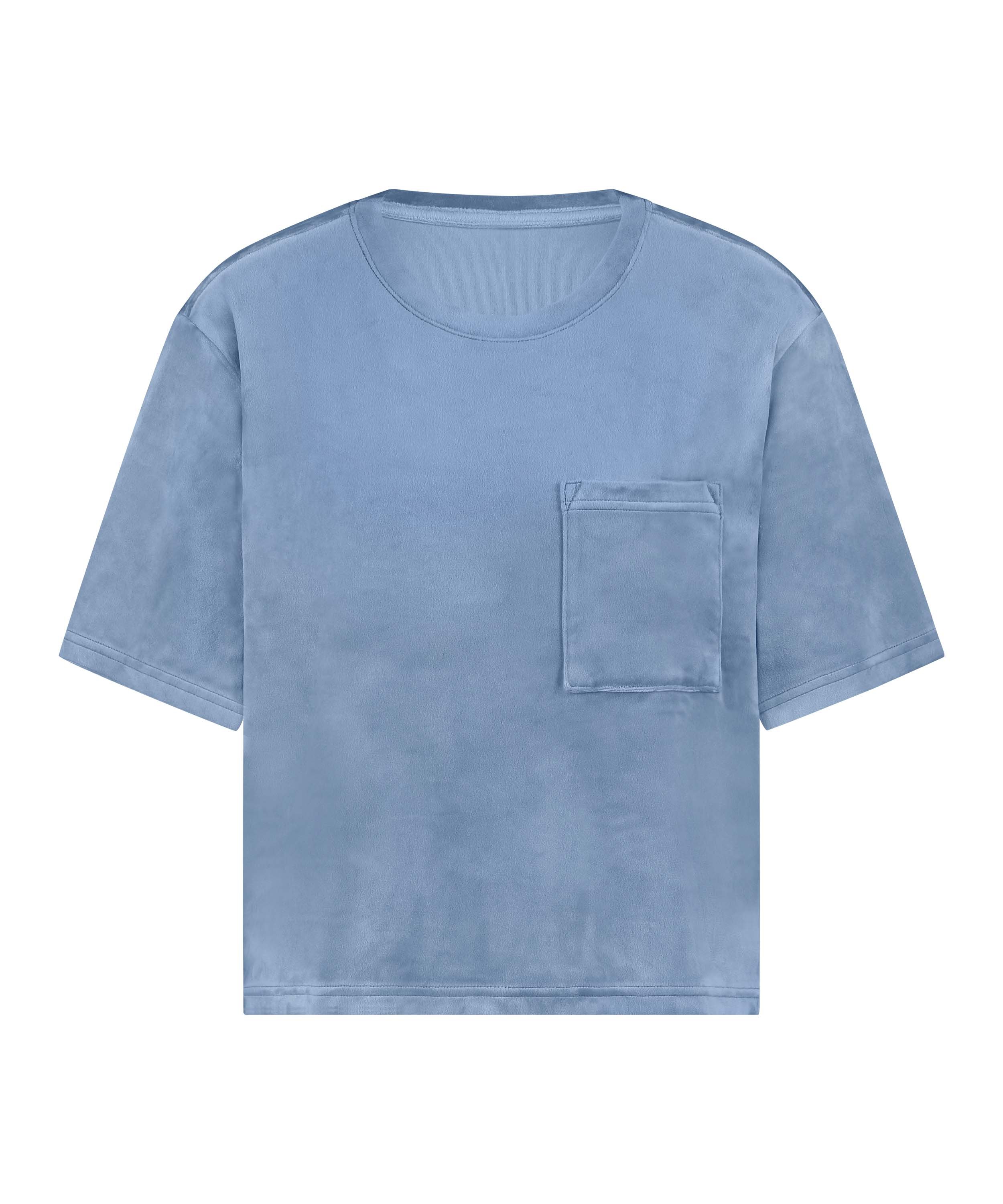 Top Velours Pocket, Blauw, main